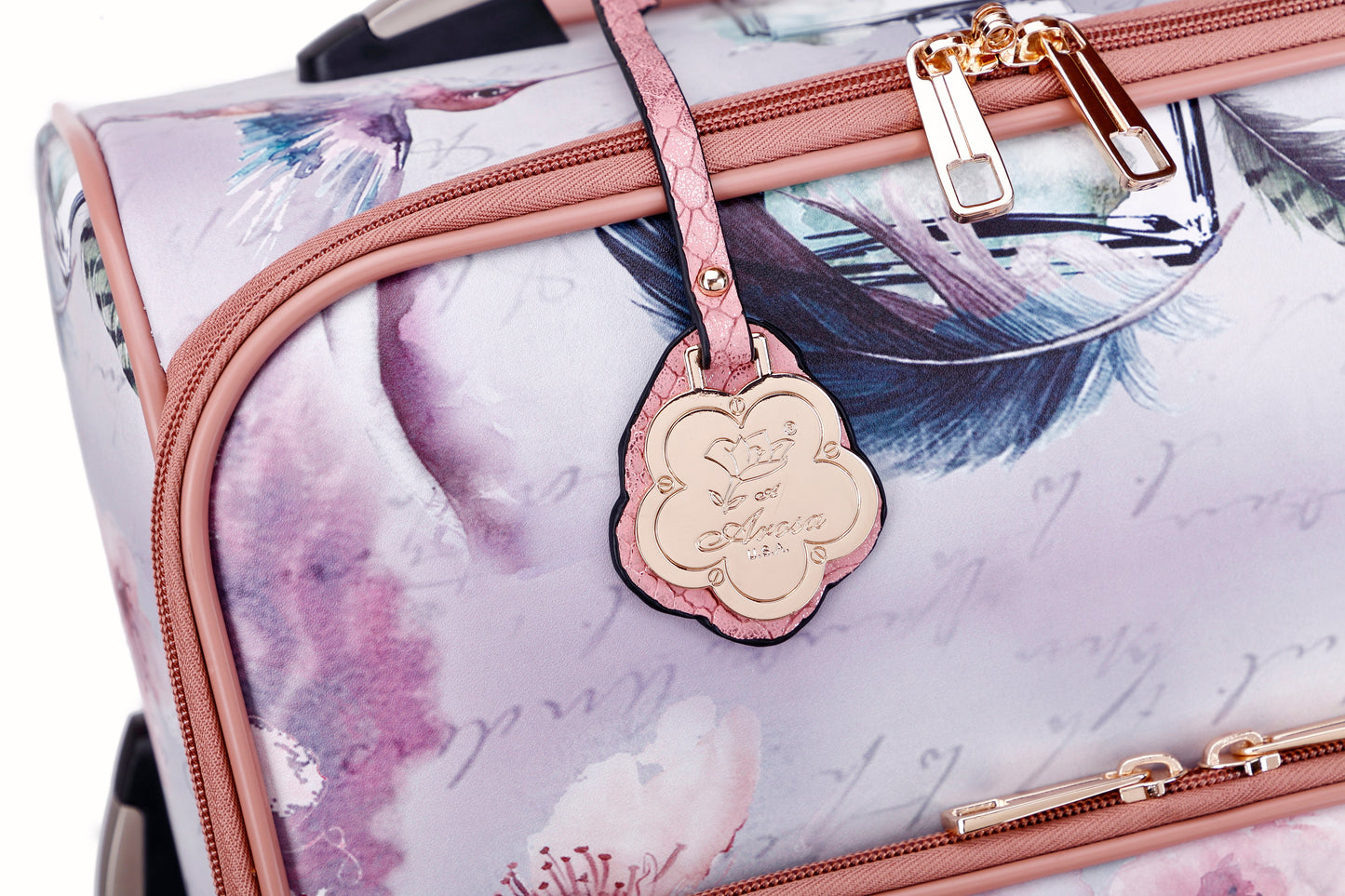 Arosa Designer Feather Print Luggage - Made in Italy