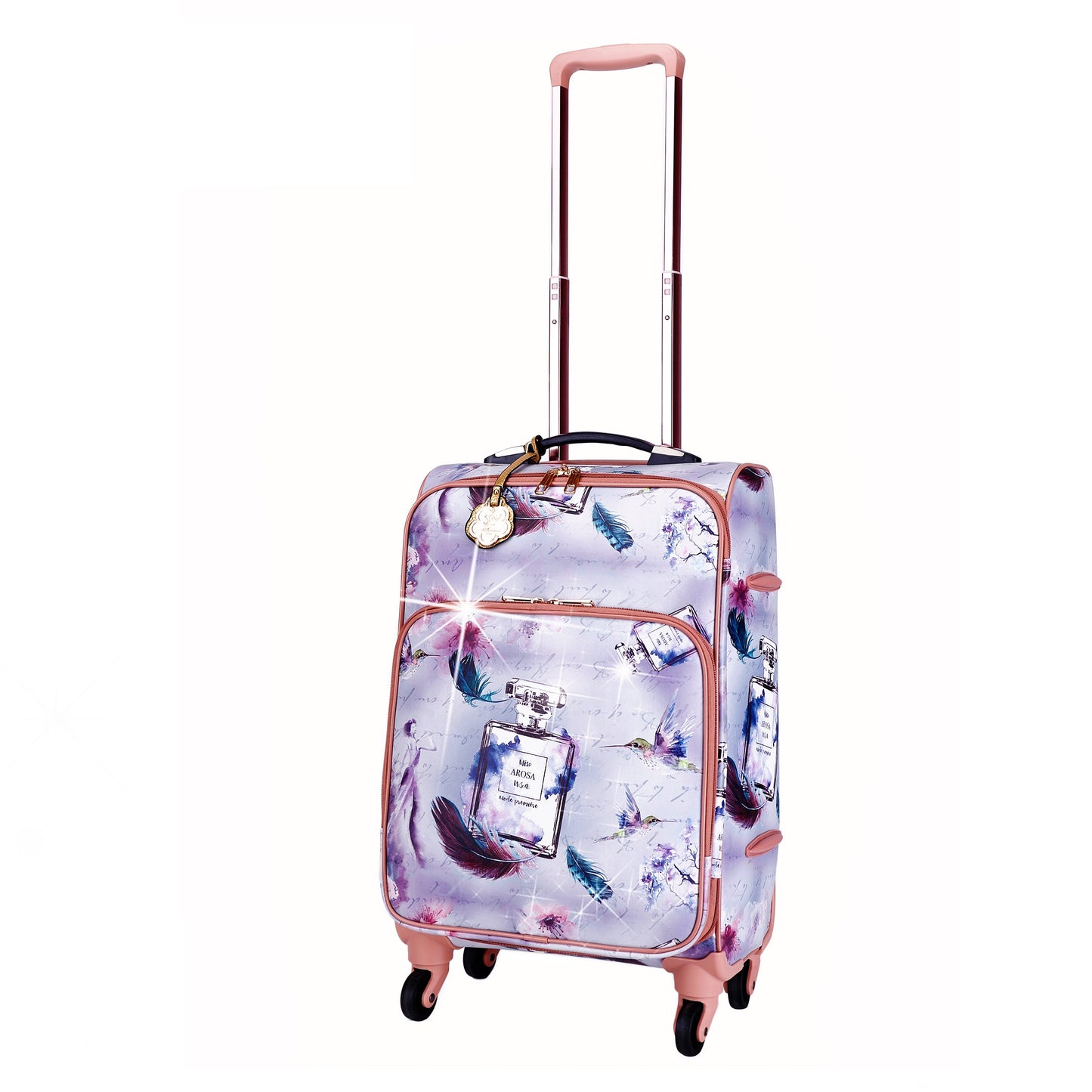 Arosa Designer Feather Print Luggage - Made in Italy