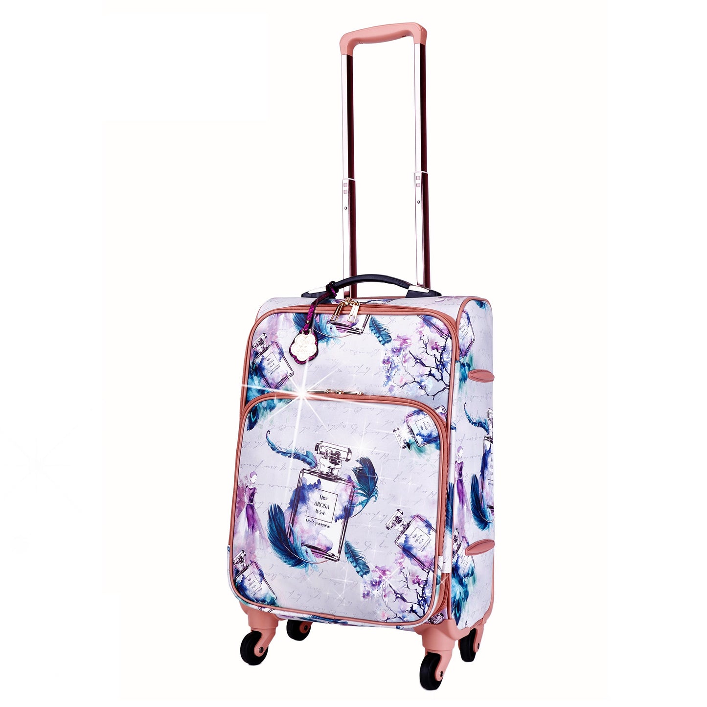Arosa Designer Feather Print Luggage - Made in Italy