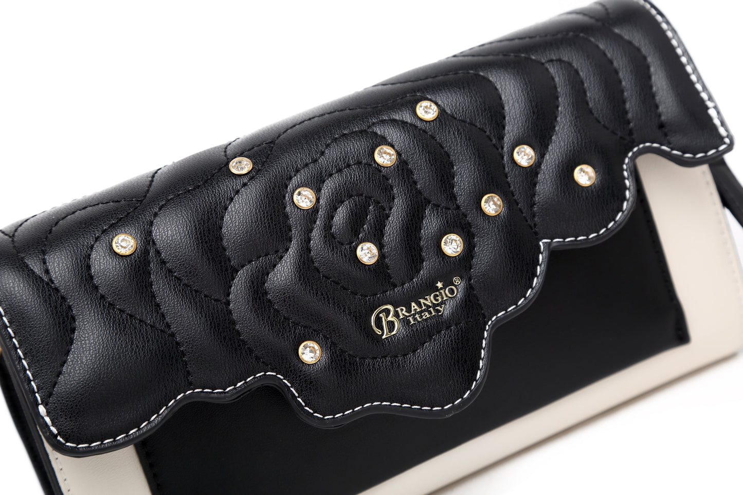 Rosette Crystal Mini Crossbody Clutch - Made in Italy