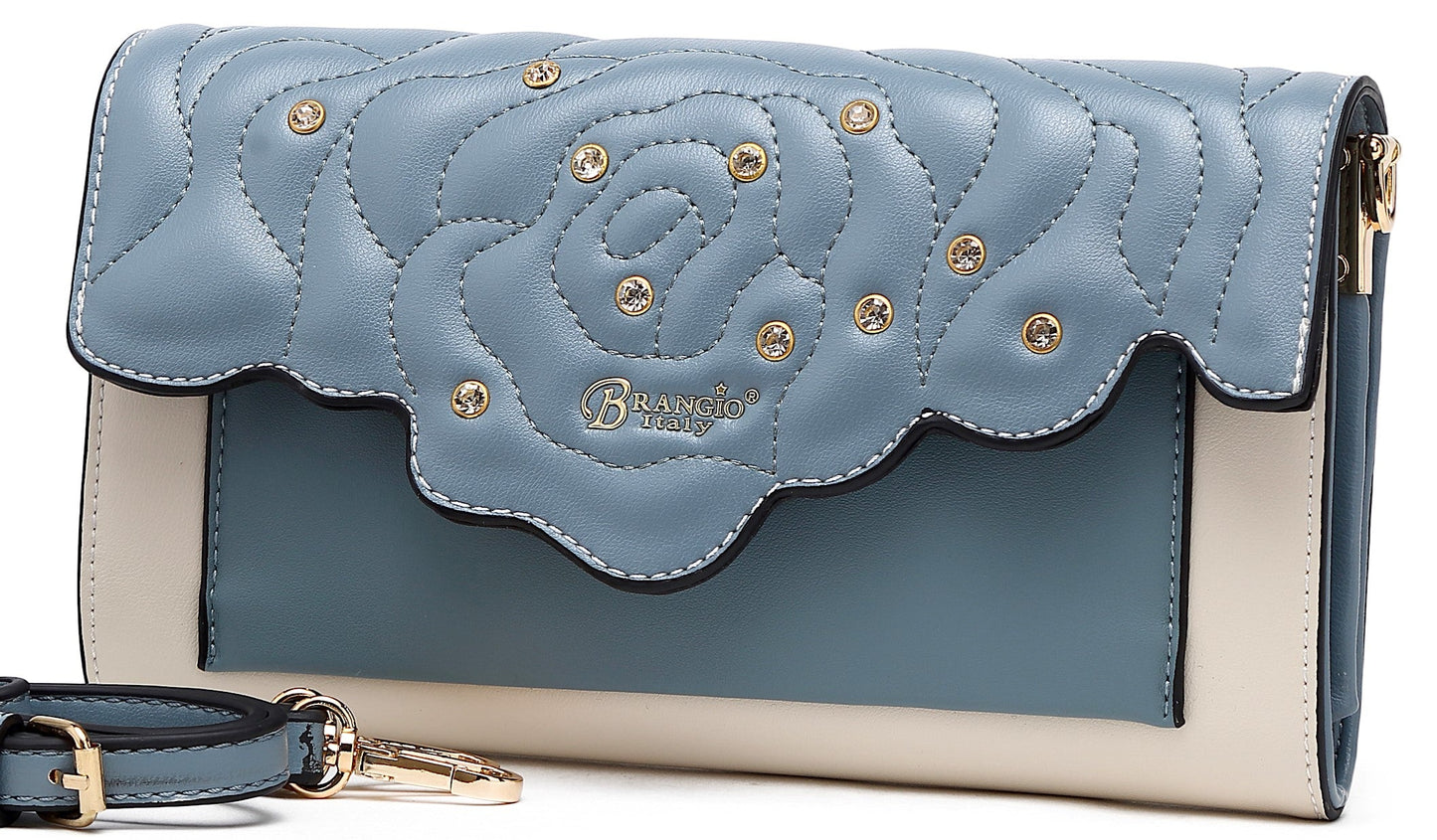 Rosette Crystal Mini Crossbody Clutch - Made in Italy