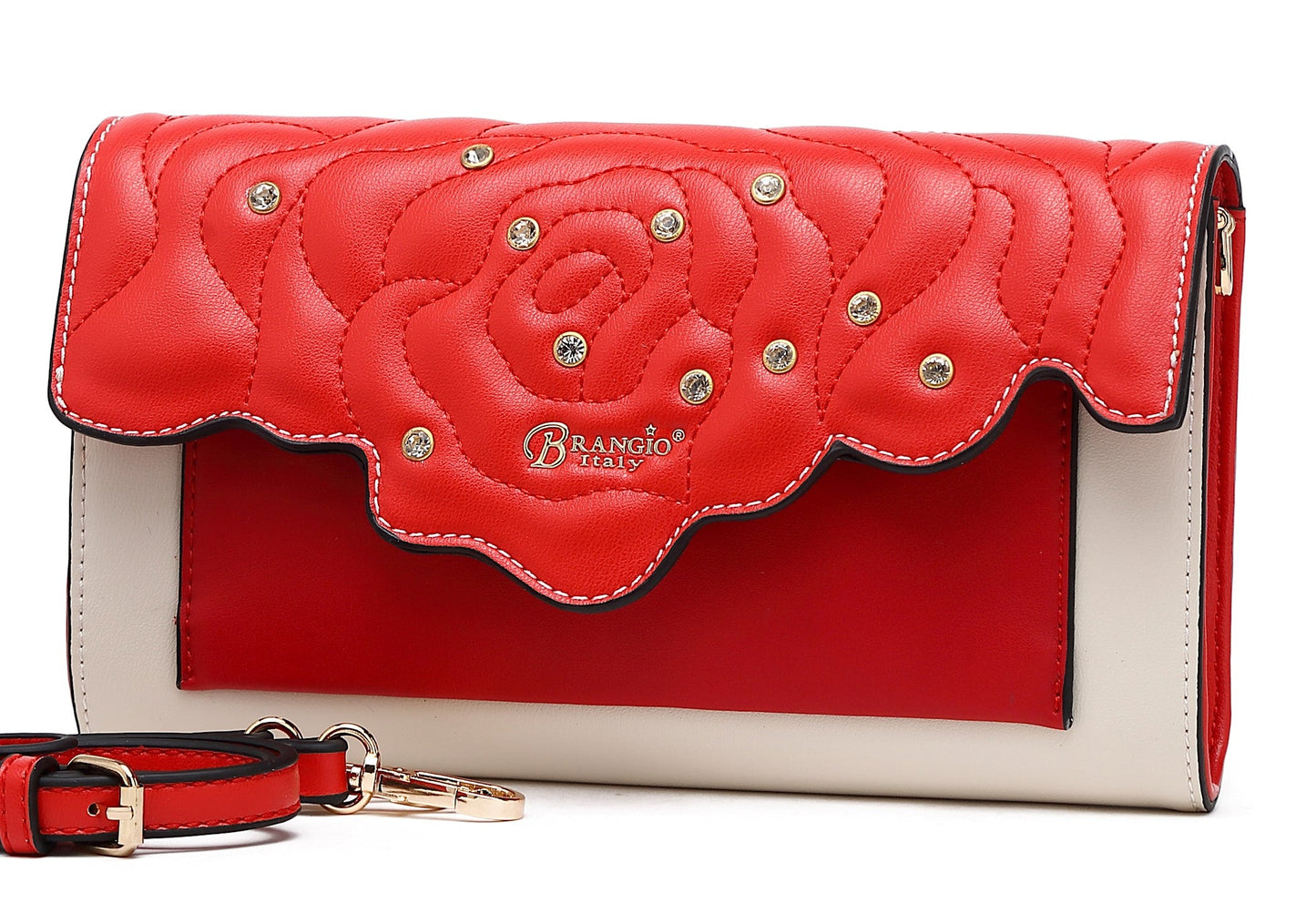 Rosette Crystal Mini Crossbody Clutch - Made in Italy