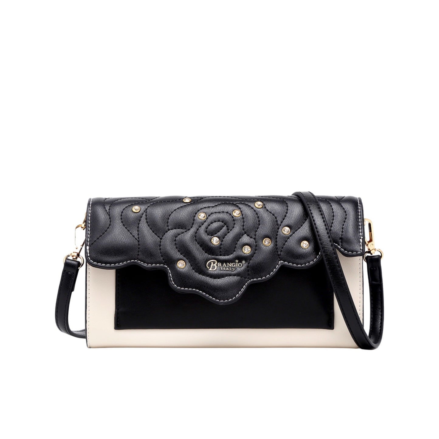 Rosette Crystal Mini Crossbody Clutch - Made in Italy