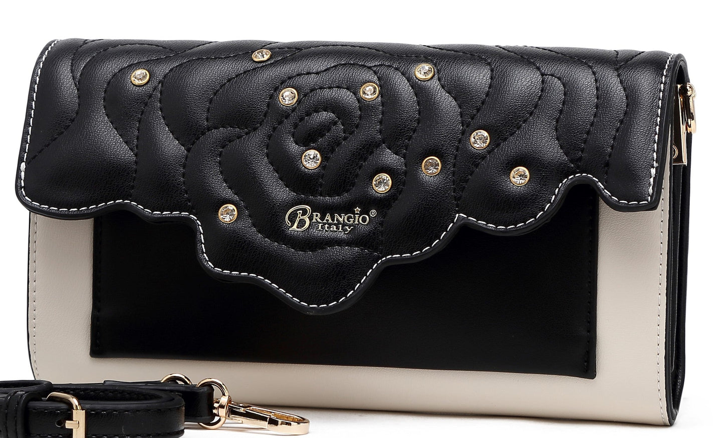 Rosette Crystal Mini Crossbody Clutch - Made in Italy