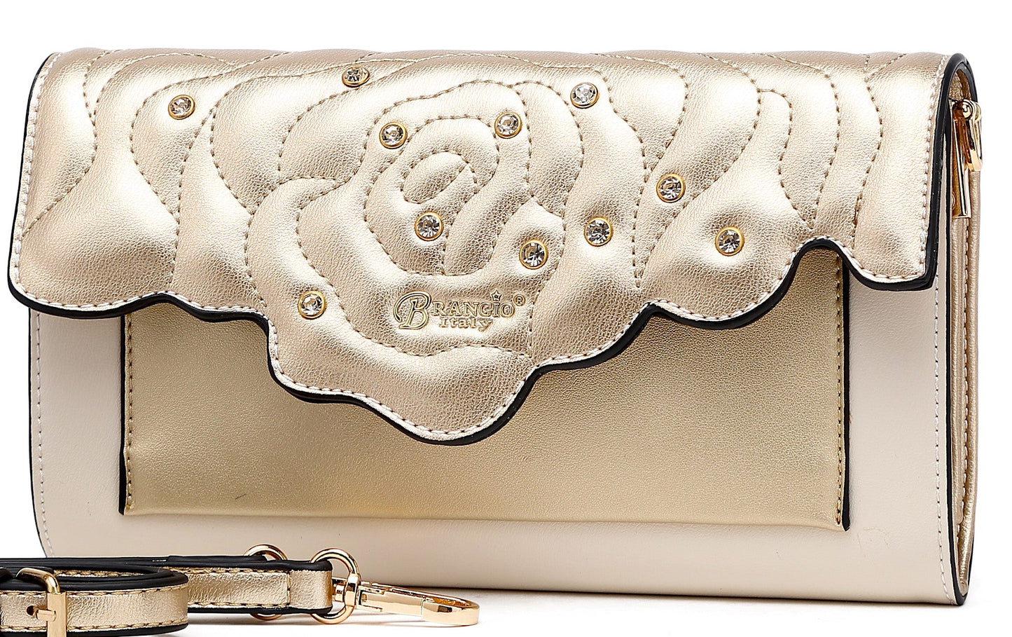 Rosette Crystal Mini Crossbody Clutch - Made in Italy