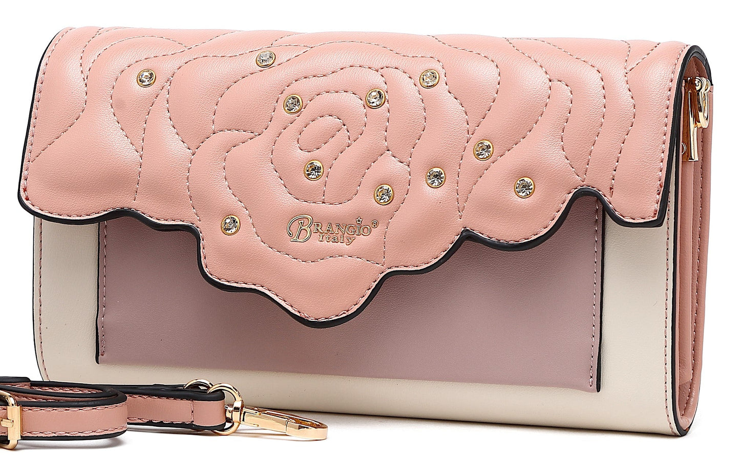 Rosette Crystal Mini Crossbody Clutch - Made in Italy